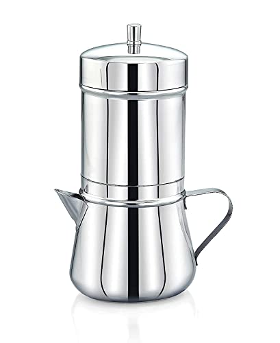 Image of 304 Stainless Steel South Indian Filter Coffee Maker 175ml with Handle | Traditional Drip Coffee Brewer | Authentic Madras Kaapi /Kappi Coffee Decoction Pot | Mocha Coffee Maker
