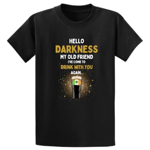 Second Ave Mens Adults Unisex Funny Hello Darkness Beer Irish Celebration Black T-Shirt T Shirt
