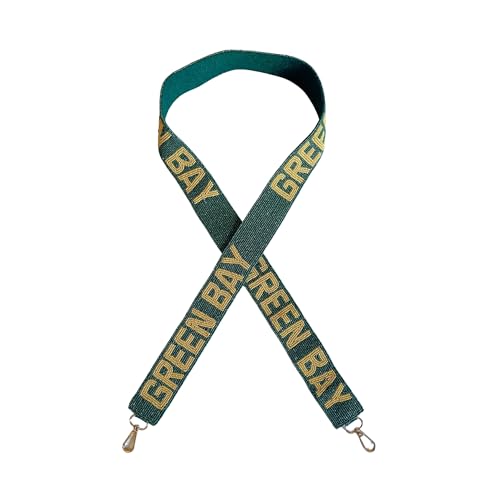 Lashicorn Green Bay Beaded Purse Strap Yellow Letters 49” Pro Football Stadium Approved Clear Bag Packer Gold Hardware Sports College Cheese Wisconsin