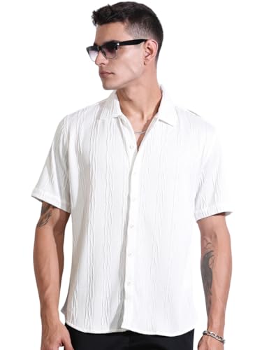 Image of Thomas Scott Men Polyester Blend Solid Oversized Fit Shirt