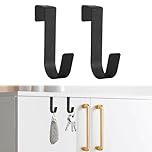 Over Door Hook, 2-Pack Black Double-Sided Coat Hooks for Wardrobe, Kitchen, Office, Bedroom, Bathroom