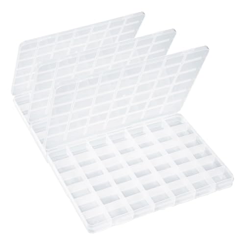 Image of 42 Grids Plastic Bead Organizer Beads Storage Containers Bead Holder Organizer Clear Storage Dividers Box for Jewelry Arts and Crafts (Pack of 3)