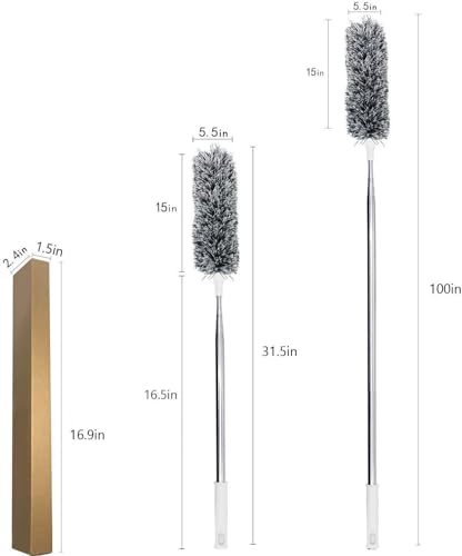 Image of UIMO Microfiber Ceiling Fan Cleaner with 30-100 inch Telescopic Pole - Extendable Duster for High Ceilings and Fans, Bendable Washable Head, Reusable Cleaning Tool for Furniture, Cars, Keyboard