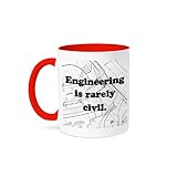 3dRose Engineering is Rarely Civil Mug, 11 oz, Red