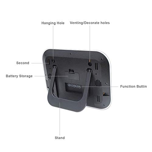 Heqiao Silent Desk Clocks Digital Wall Clock Simple Large Lcd Alarm Clock With Temperature Calendar For Home Office (Ivory White) #TOP7