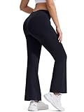 ZENGVEE Bootcut Yoga Pants for Women with Pockets Flared Leggings High Waist Womens Trousers Tummy Control Workout Bootleg Work Pants,C9300-Black-M - Image 1
