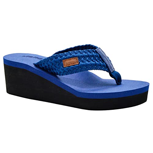 Image of MALIDA Womens Wedge Arch Support Flip Flops Cushion Soft Rubber Midsole Platform Thong Sandals with Rubber Sole