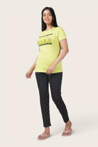 Image of Fly Birds Women Pure Cotton Tshirt and Pyjama AOP Set