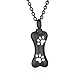 Custom Dog Bone Memorial Pendant Necklace with Paw Print, Stainless Steel Personalized Pet Cremation Jewelry Puppy Animal Urn Pendant Best Friends Friendship Pet Keepsake Gifts Dog Urn Necklace for Ashes for Dog Lovers (Black)