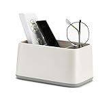 2021 Lastest Design Remote Control Holder for Table with 3 Compartments ,Anti-slip Desktop Caddy Storage Organizer for TV Remote Controllers, Office Supplies, Makeup Brush, Media Accessories, White