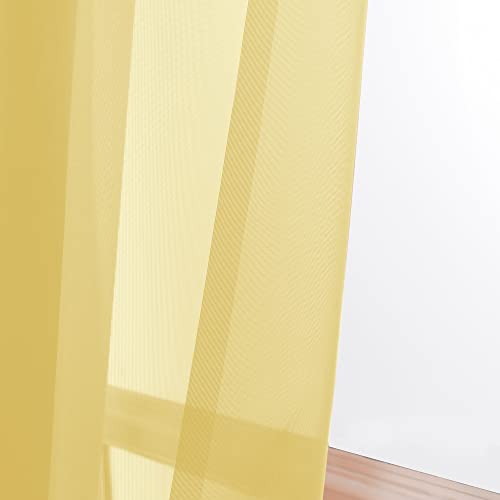 Image of OWENIE Sheer Curtains 63 inch Length 2 Panels Set, Ivory Sheer Cutains Short Curtains for Bedroom /Living Room, Rod Pocket Voile Fimly Sheer Drapes, 2pcs, Each 42 inch W x 63 inch L