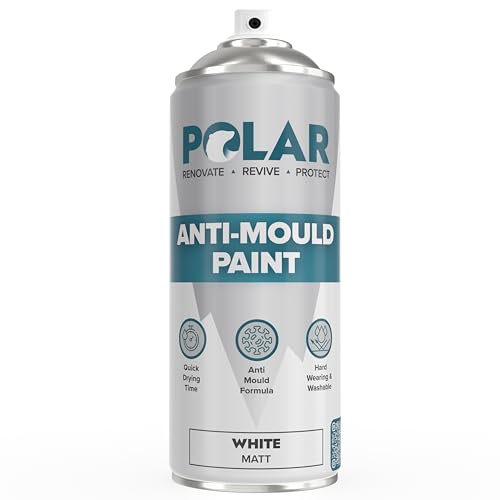 Polar Anti Mould Spray Paint White Matt - 400ml | Mould Resistant Paint for Internal Bathroom, Kitchen Walls & Ceilings | Long Lasting Protection for Indoor Use | Easy To Apply