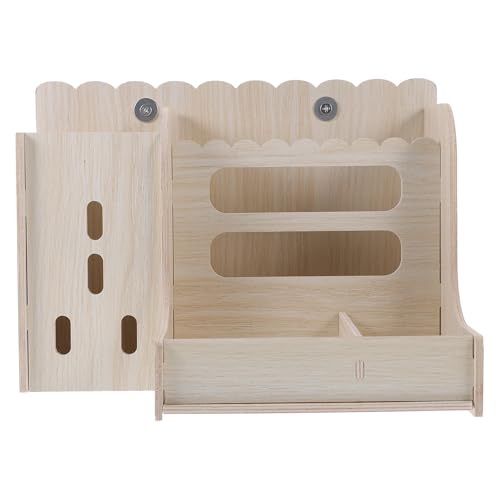 Comedero de madera para conejos y chinchillas beige para jaulas 2