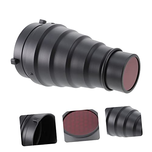 Tubo de luz cónico para fotografía con filtros de color y rejilla para flash de estudio 4