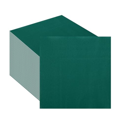 CEILIWEN 60PCS Dark Green Napkins 33 x 33cm, Cocktail Napkins, Solid Color Paper Serviettes for Wedding Christmas Birthday Party Table Decorations (Dark Green)