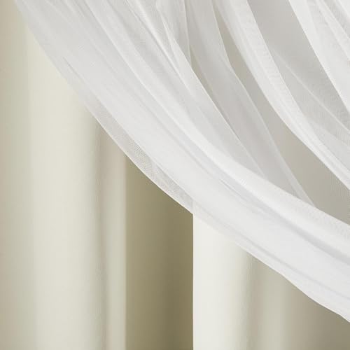 Image of TOWN & COUNTRY LUXE Talia Double Layer Indoor Curtains, Sheer and Room Darkening Blackout, Grommet Top, Energy Efficient, 2-Pack Set, 52 inchx120 inch, Vanilla