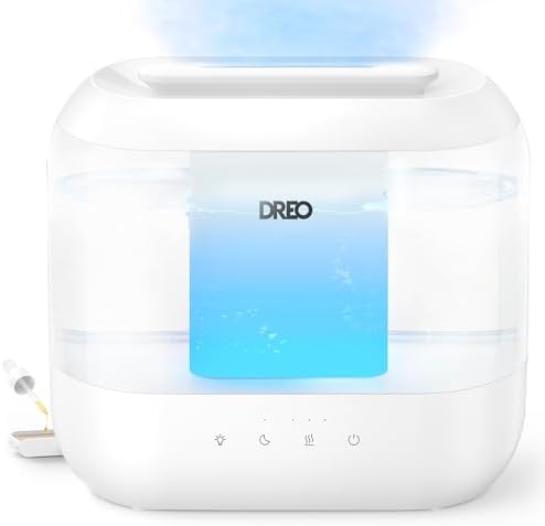 Dreo Humidificateurs pour chambre à coucher, Humidificateur à brume froide de grande capacité de 4 L avec remplissage par le haut, autonomie de 36 heures, humidificateur à ultrasons silencieux de 28