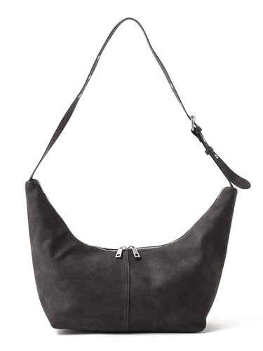 [ビームスハート] キャンパス・バッグ ハーフムーン フェイクレザー ショルダーバッグ メンズ CHARCOAL.GREY ONE SIZE