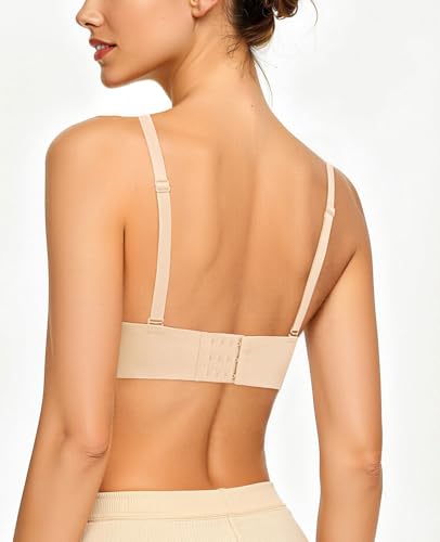 Image of Upushall Push Up Padded Bra Plunge T-Shirt Bras for Women Add 2 Cup Sizes