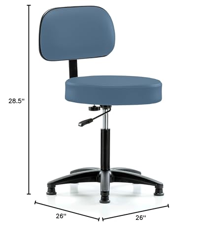 Image of Perch Stationary Walter Height Adjustable Exam Stool with Back | Medium Bench Height 21-28.5 inch | Newport Fabric
