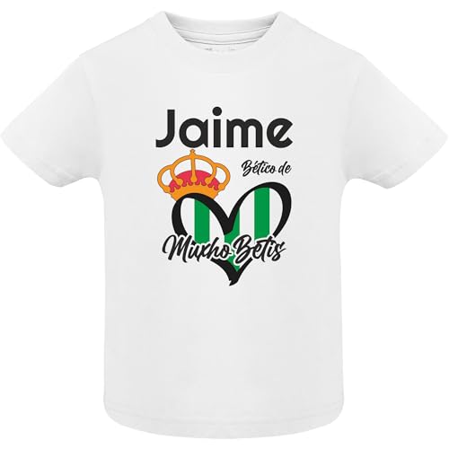 Camiseta De Bebé con Diseño De Equipo De Fútbol | Nombre Personalizado | Equipo Favorito | 100% Algodón (Edad, 18 Meses, Blanco, Betis)