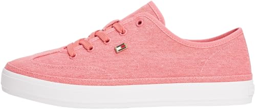 Tommy Hilfiger Baskets Vulcanisées Femme Washed Canvas Basses, Rouge (Washed Cherry), 38
