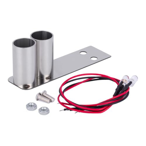 RC Exhaust Pipe Tailpipe,Stainless Single Double Simulation Exhaust Pipe with LED Light for 1/10 Drifting RC Car HSP HPI Sakura Tamiya Upgrade Parts (Double)