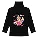 Yruioon Girls High Neck Fleece Top Printed Long Sleeve Thermal Tank Shirt Black A 3-4 Years