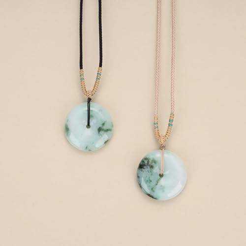 COAI Burma Jadeite Green Jade Necklace for Women Men, Donut/Leaf/Nine Tailed Fox Necklace for Women Men 5
