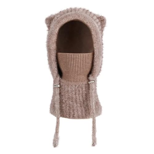 Cagoule hiver femme contre le vent glacial avec masque et doublure thermique