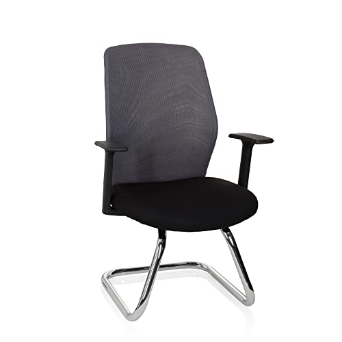 Preisvergleich Produktbild hjh OFFICE Freischwinger Lester V Stoff / Netzstoff Grau / Schwarz