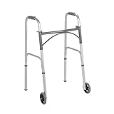 Drive Medical 10244-1 Two Button Folding Steel Walker, Grey
