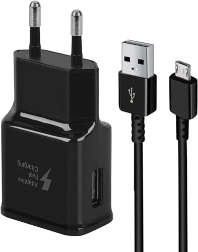 L2M1 Caricatore Caricabatterie Ricarica Rapida Nero Spina con Cavo per Samsung Galaxy A01 / A10 / A10s / A2 Core / A6 2018 / A6+ Plus Più 2018 / A6s / A7 2018