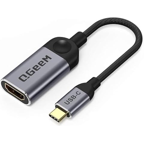 QGeeM USB C to HDMI Adapter 4K Cable, USB Type-C to HDMI Adapter [Thunderbolt 3/4] HDMI Adapter for Laptop MacBook Pro/Air, iPhone15 Pro max, Dell XPS, HP.Pixelbook, Thinkpad,Surface,Ipad Pro etc. Cover