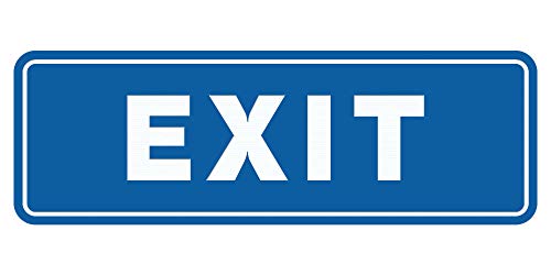 All Quality Standard Exit Wall or Door Sign | Durable Plastic and Easy Installation | Double-Sided Foam Adhesive Tape - Blue - Small (1 Pack)