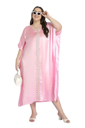 Women Embroidery Kaftan Dress Satin Silk Plus Size Soft Embroidered African Caftan Maxi Dresses for Ladies4