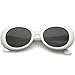 zeroUV - Large Clout Goggles Thick Oval Frame Sunglasses with Round Lens 53mm (White/Smoke)