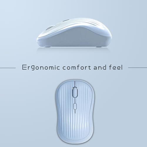 Image of ONE-UP Wireless Mouse, 2.4G + BT, Rechargeable Battery, 4-Key, DPI: 800 /1200 /1600, Silent, Type-C, USB Nano Receiver, Ergonomic, Portable, for Laptop, Chromebook, PC, Mac, Windows (Blue)