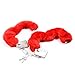 JUNHAOLIU Stainless Steel O-Ring Fluffy Plush Wrist Ankle Straps Soft Adjustable Unisex Fuzzy Bracelets Cozy Faux Fur Accessories (Red)