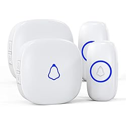 Wireless Doorbell 2 Buttons 2 Receivers, SECRUI Mini Waterproof Door Bell Operating at 1000 Feet, M520+F55 Doorbells with 52 Melodies, 5 Volume Levels & LED Flash