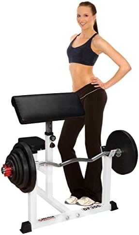 Deltech Fitness DF306 Pro Preacher Curl Bench – Fully Adjustable Seat and Pad for Isolated Bicep Training Home Gym – 500 LBS Capacity – Barbell Dumbbell Fitness Station for Strength Training