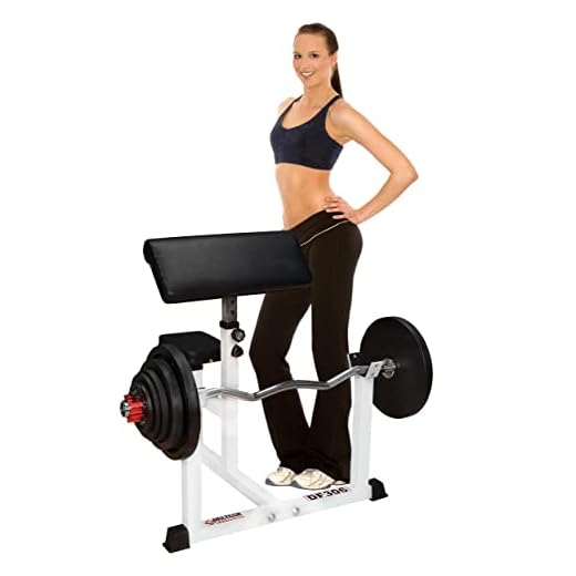 Deltech Fitness DF306 Pro Preacher Curl Bench – Fully Adjustable Seat and Pad for Isolated Bicep Training Home Gym – 500 LBS Capacity – Barbell Dumbbell Fitness Station for Strength Training