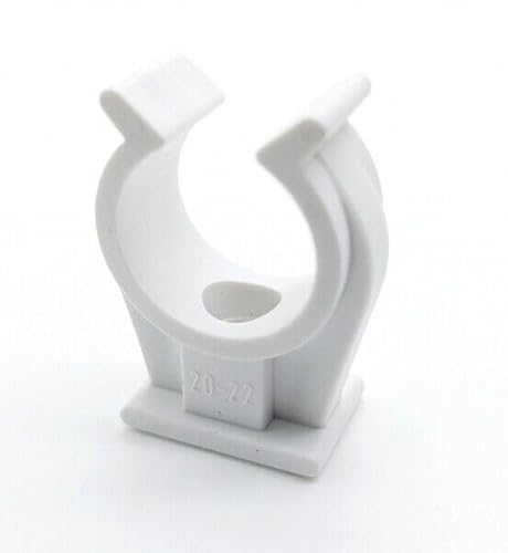 Lot de 10 clips de tuyau en plastique Blanc 22 mm