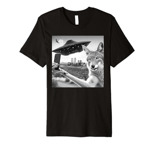 Coyote Taking a Selfie in Phoenix With UFOs Arizona Funny Premium T-Shirt