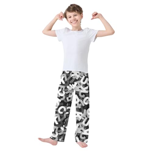 ZZXXB Fuck Print Boys Long Pants Soft Trousers Elastic Waist Kids Lounge Bottoms with Pockets S-XL2