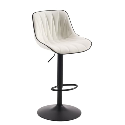 YOUNIKE Bar Stools Set of 2 for Kitchen Island, White Faux Leather Padded Bar Stools, Adjustable Barstools with Back, Modern Tall Bar Stools with 300LBS Support, Counter Height Swivel Bar Chairs - Thumbnail 3