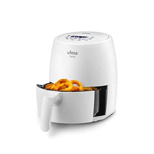 Ufesa Twist Freidora de Aire sin Aceite de 2L, 6 Programas, 1200W, Temporizador, Temperatura 80ºC - 200ºC, Sin BPA, Cubeta y Bandeja Anti-Adherentes, Cuerpo/Asa Tacto Frío