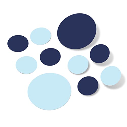 Baby Blue/Navy Blue Vinyl Wall Decals (30 Decals) - Polka Dots Stickers - Removable Adhesive Safe On Smooth Or Textured Walls Round Circles Bathroom Kids Room Birthday Gift Classroom Playroom Nursery Decor Peel And Stick #TOP11
