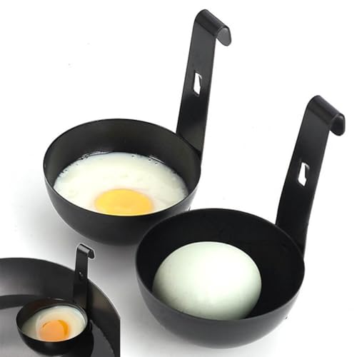 Stainless Steel Poached Egg Maker, Egg Cooker for Hard Boiled Eggs, Egg Poacher BBQ Tools, Poached Egg Cooker, Egg Steamer, Poached Egg Pan, Round Egg Cooker Rings for Breakfast Cooking Tool(2pcs)