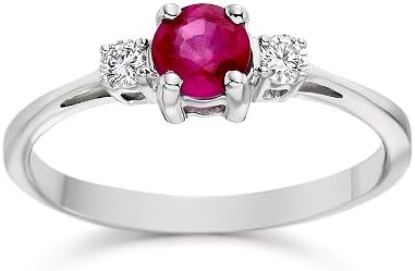 Diamond and Ruby Ring in 9k White Gold